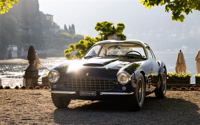 4k, フェラーリ 250 gt ベルリネッタ, パーキング, 1956年の車, オールズモビル, レトロな車, 1956 フェラーリ 250 gt ベルリネッタ, イタリア車, フェラーリ