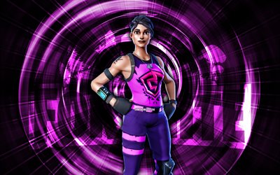 Pink FNCS, 4k, purple abstract background, Fortnite, abstract rays, Pink FNCS Skin, Fortnite Pink FNCS Skin, Fortnite characters, Pink FNCS Fortnite