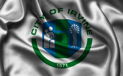 Irvine flag, 4K, US cities, satin flags, Day of Irvine, flag of Irvine, American cities, wavy satin flags, cities of California, Irvine California, USA, Irvine