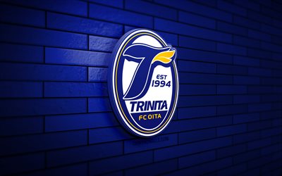 logotipo 3d de oita trinita, 4k, pared de ladrillo azul, liga j2, fútbol, club de fútbol japonés, logotipo de oita trinita, emblema de oita trinita, oita trinita, logotipo deportivo, oita trinita fc
