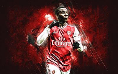 eddie nketiah, arsenal fc, calciatore inglese, sfondo di pietra rossa, calcio, premier league, inghilterra