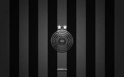 Al Sadd SC logo, Qatari football team, Qatar Stars League, black white carbon background, Al Sadd SC emblem, QSL, football, Al Sadd SC, Qatar, Al Sadd SC metal logo