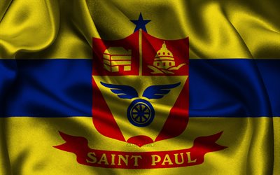 Saint Paul flag, 4K, US cities, satin flags, Day of Saint Paul, flag of Saint Paul, American cities, wavy satin flags, cities of Minnesota, Saint Paul Minnesota, USA, Saint Paul