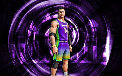 Triple-Double, 4k, violet abstract background, Fortnite, abstract rays, Triple-Double Skin, Fortnite Triple-Double Skin, Fortnite characters, Triple-Double Fortnite