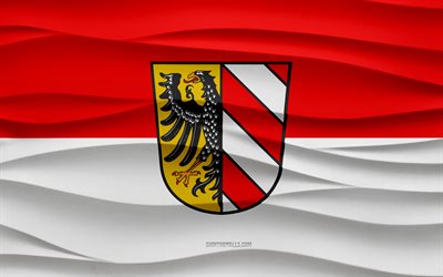 4k, bandiera di norimberga, fondo dell'intonaco delle onde 3d, struttura delle onde 3d, simboli nazionali tedeschi, giorno di norimberga, città tedesche, 3d bandiera di norimberga, norimberga, germania