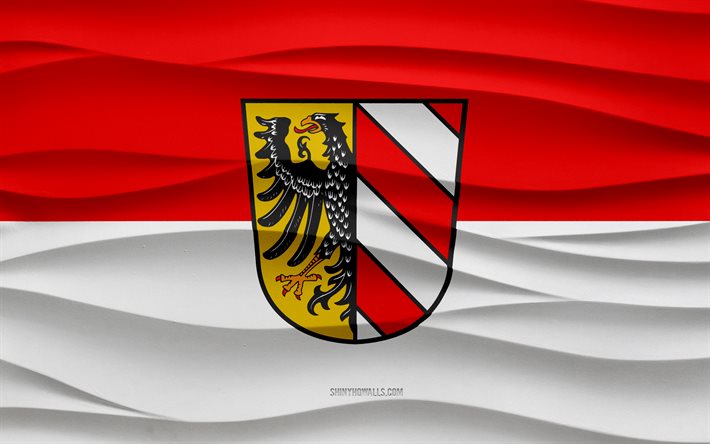 4k, ニュルンベルクの旗, 3 d 波石膏背景, 3 d 波テクスチャ, ドイツの国のシンボル, ニュルンベルクの日, ドイツの都市, 3 d のニュルンベルクの旗, ニュルンベルク, ドイツ