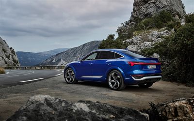 2024, Audi SQ8 Sportback E-Tron Quattro, 4k, rear view, exterior, blue sports SUV, electric SUV, blue Audi SQ8 Sportback, electric SQ8, German cars, Audi
