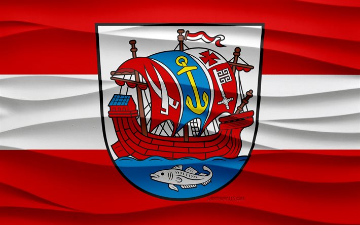 4k, Flag of Bremerhaven, 3d waves plaster background, Bremerhaven flag, 3d waves texture, German national symbols, Day of Bremerhaven, German cities, 3d Bremerhaven flag, Bremerhaven, Germany
