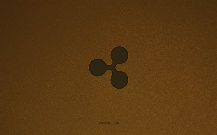 Ripple logo, 4k, cryptocurrency logos, Ripple emblem, brown stone texture, Ripple, popular cryptocurrencies, Ripple sign, brown stone background