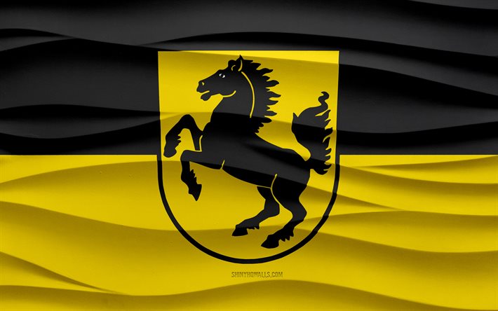 4k, シュトゥットガルトの旗, 3 d 波石膏背景, 3 d 波テクスチャ, ドイツの国のシンボル, シュトゥットガルトの日, ドイツの都市, 3 d のシュトゥットガルトの旗, シュトゥットガルト, ドイツ