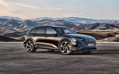 2024, Audi SQ8 E-Tron Quattro, 4k, front view, black SUV, electric car, black Audi SQ8 E-Tron, electric SQ8, German cars, Audi