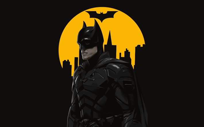 4k, batman, noite, lua, super-heróis, criativo, fotos com batman, dc comics, mínimo, batman 4k, batman minimalismo