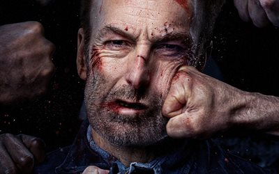 4k, Nobody, 2021, poster, promo materials, Hutch Mansell, main character, Bob Odenkirk, american actor, punched in the face