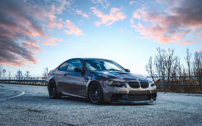 BMW 3, exterior, front view, BMW E92, brown BMW M3, M3 E92 tuning, German cars, sports coupe, BMW