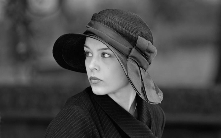 ポーラ・ビア, 4k, モノクロ, ドイツの女優, 美しさ, 映画スター, ドイツの有名人, ブルネットの女性, ポーラ・ビールの写真撮影