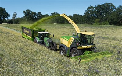 Krone BiG X 880, grass cutting, silage making, combine on the field, grass field, modern combines, harvesting, Krone