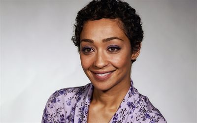 4k, ruth negga, portrait, actrice irlandaise, photoshoot, robe violette, star irlandaise, actrices populaires
