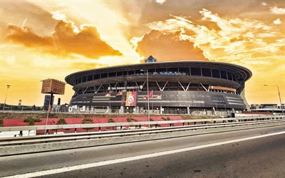 Turk Telekom Arena, evening, sunset, Nef Stadium, Galatasaray Stadium, football stadium, Istanbul, Turkey, Galatasaray, football