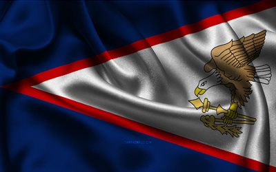 amerikanisch-samoa-flagge, 4k, ozeanische länder, satinflaggen, flagge von amerikanisch-samoa, tag von amerikanisch-samoa, gewellte satinflaggen, nationalsymbole von amerikanisch-samoa, ozeanien, amerikanisch-samoa
