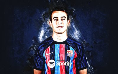 Eric Garcia, FC Barcelona, Spanish soccer player, portrait, blue stone background, La Liga, Spain, football, Eric Garcia Barca