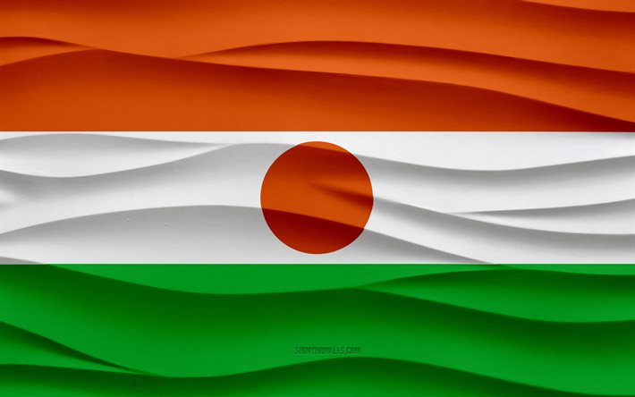 4k, bandiera del niger, sfondo di gesso onde 3d, trama di onde 3d, simboli nazionali del niger, giorno del niger, paesi africani, bandiera del niger 3d, niger, africa