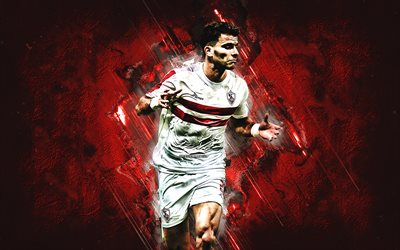 Ahmed Sayed, Zamalek SC, Zizo, Egyptian Footballer, Midfielder, Red Stone Background, Egypt, Football