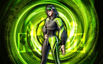 4k, adeline, fortnite, verde grunge espiral de fundo, fortnite adeline skin, adeline fortnite personagem, adeline fortnite, personagens de fortnite, grunge arte, adeline skin