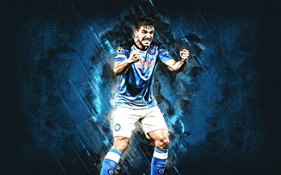 Giovanni Simeone, Napoli, Argentine football player, SSC Napoli, blue stone background, football, Serie A, Italy