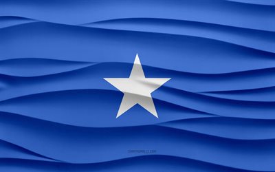 4k, drapeau de la somalie, 3d vagues fond de plâtre, 3d vagues texture, somalie symboles nationaux, jour de la somalie, les pays africains, 3d drapeau de la somalie, la somalie, l afrique