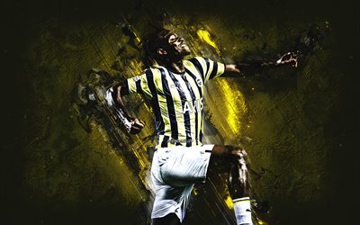 michy batshuayi, fenerbahce, belga jogador de futebol, pedra amarela de fundo, futebol, a turquia, batshuayi fenerbahce