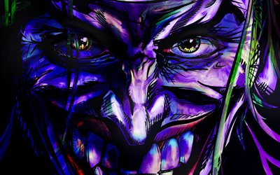 4k, Laughing Joker, abstract art, supervillain, Joker face, creative, Joker 4K, cartoon joker, artwork, Joker