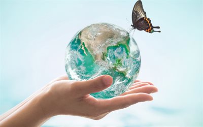 Earth in hands, 4k, take care of the Earth, Save Earth, ecology, environment, Earth, eco concepts, planet in hands