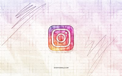 logo coloré instagram, 4k, fond de papier coloré, logo de croquis instagram, réseaux sociaux, croquis de logo, logo instagram, dessin au crayon, instagram