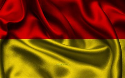 パーダーボルンの旗, 4k, ドイツの都市, サテンフラグ, パーダーボルンの日, 波状のサテンの旗, パーダーボルン, ドイツ