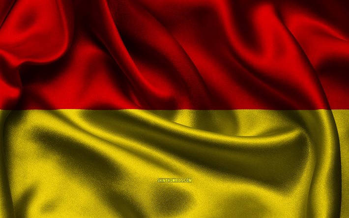 bandeira de paderborn, 4k, cidades alemãs, bandeiras de cetim, dia de paderborn, bandeiras de cetim onduladas, cidades da alemanha, paderborn, alemanha