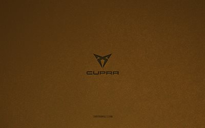 logo cupra, 4k, logotipos de carros, emblema cupra, textura de pedra marrom, cupra, marcas de carros populares, sinal de cupra, fundo de pedra marrom