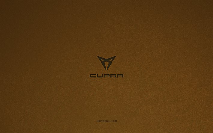 logo cupra, 4k, logotipos de carros, emblema cupra, textura de pedra marrom, cupra, marcas de carros populares, sinal de cupra, fundo de pedra marrom