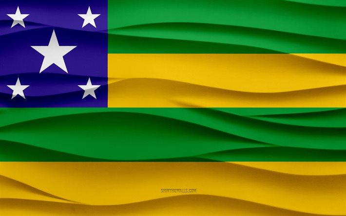 4k, bandeira de sergipe, fundo de gesso de ondas 3d, bandeira sergipana, textura de ondas 3d, símbolos nacionais brasileiros, dia de sergipe, estados do brasil, bandeira 3d sergipana, sergipe, brasil