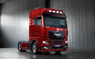 MAN TGX 18-640 4x2 BLS Individual Lion S, 4k, hangar, 2022 trucks, LKW, red MAN TGX, cargo transport, 2022 MAN TGX, german trucks, MAN TGX