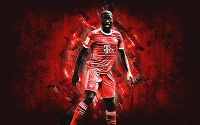 Dayot Upamecano, FC Bayern Munich, French football player, portrait, red stone background, Bundesliga, Germany, football