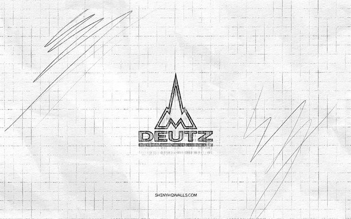 logotipo de boceto de deutz fahr, 4k, fondo de papel a cuadros, logotipo negro de deutz fahr, marcas, bocetos de logotipo, logotipo de deutz fahr, dibujo a lápiz, deutz fahr