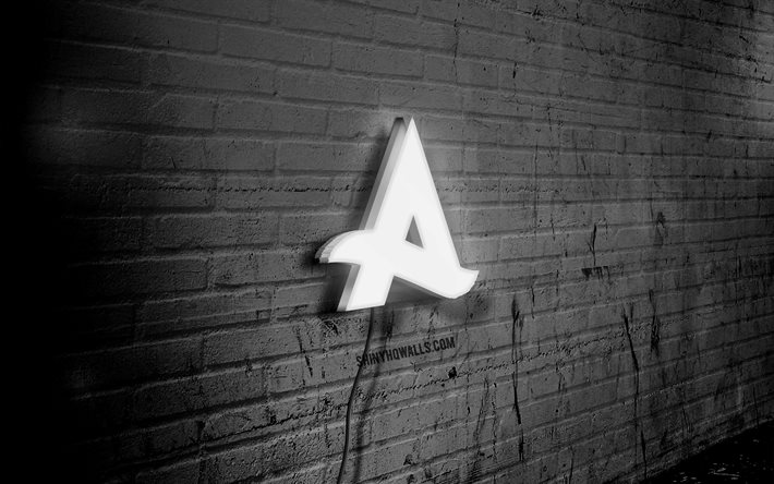 logotipo de neón de afrojack, 4k, pared de ladrillo negro, nick leonardus van de wall, arte grunge, creativo, dj holandeses, logotipo en el cable, logotipo blanco de afrojack, logotipo de afrojack, obra de arte, afrojack