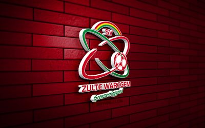SV Zulte Waregem 3D logo, 4K, purple brickwall, Jupiler Pro League, soccer, belgian football club, SV Zulte Waregem logo, SV Zulte Waregem emblem, football, SV Zulte Waregem, sports logo, Zulte Waregem FC