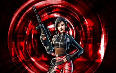 Sorana, 4k, red abstract background, Fortnite, abstract rays, Sorana Skin, Fortnite Sorana Skin, Fortnite characters, Sorana Fortnite