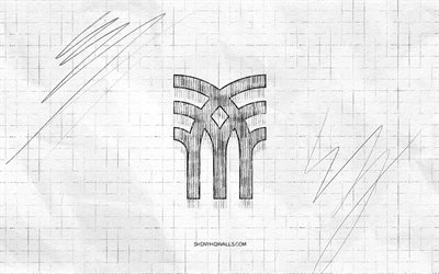 Fenchurch sketch logo, 4K, checkered paper background, Fenchurch black logo, brands, logo sketches, Fenchurch logo, pencil drawing, Fenchurch