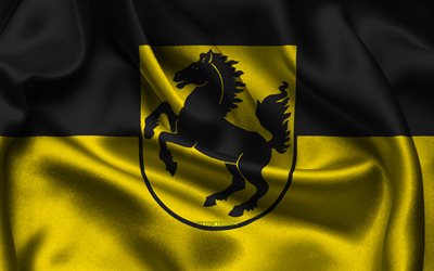 bandiera di stoccarda, 4k, città tedesche, bandiere di raso, giorno di stoccarda, bandiere di raso ondulate, città della germania, stoccarda, germania