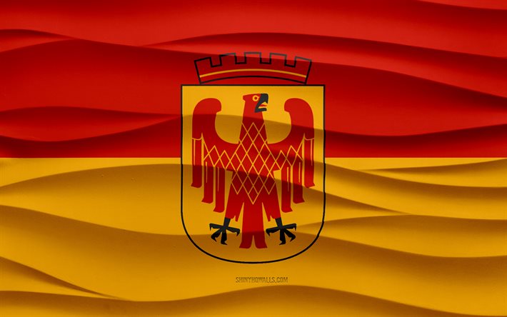 4k, ポツダムの旗, 3 d 波石膏背景, 3 d 波テクスチャ, ドイツの国のシンボル, ポツダムの日, ドイツの都市, 3 d のポツダムの旗, ポツダム, ドイツ