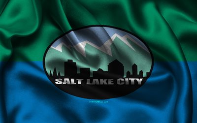 Salt Lake City flag, 4K, US cities, satin flags, Day of Salt Lake City, flag of Salt Lake City, American cities, wavy satin flags, cities of Utah, Salt Lake City Utah, USA, Salt Lake City
