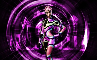 ピンクパーティースター, 4k, 紫の抽象的な背景, フォートナイト, 抽象的な光線, ピンクパーティースタースキン, フォートナイト ピンク パーティー スター スキン, フォートナイトのキャラクター, ピンクパーティースターフォートナイト