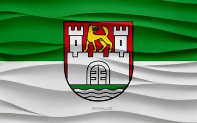 4k, bandera de wolfsburgo, fondo de yeso de ondas 3d, textura de ondas 3d, símbolos nacionales alemanes, día de wolfsburgo, ciudades alemanas, bandera de wolfsburgo 3d, wolfsburgo, alemania